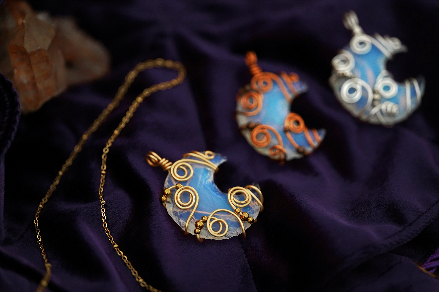 Lunara Pendant - Opalite/Copper