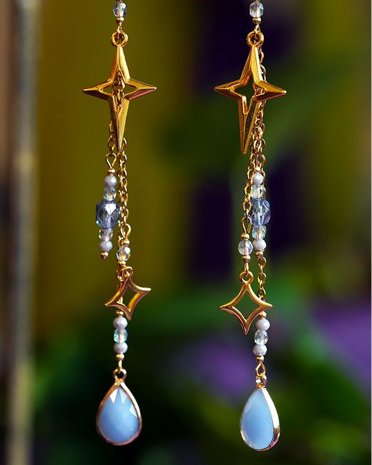 Starfall Earrings - Light Blue/Gold