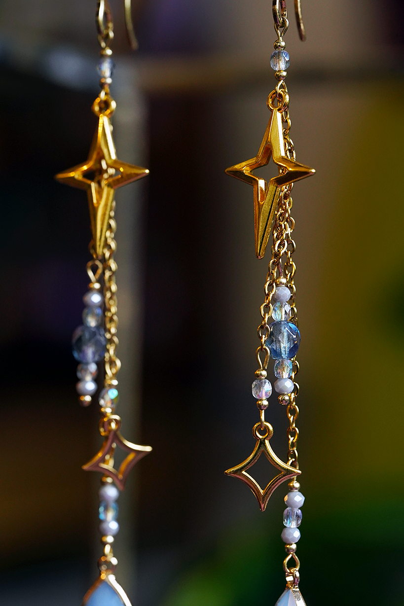 Starfall Earrings - Light Blue/Gold