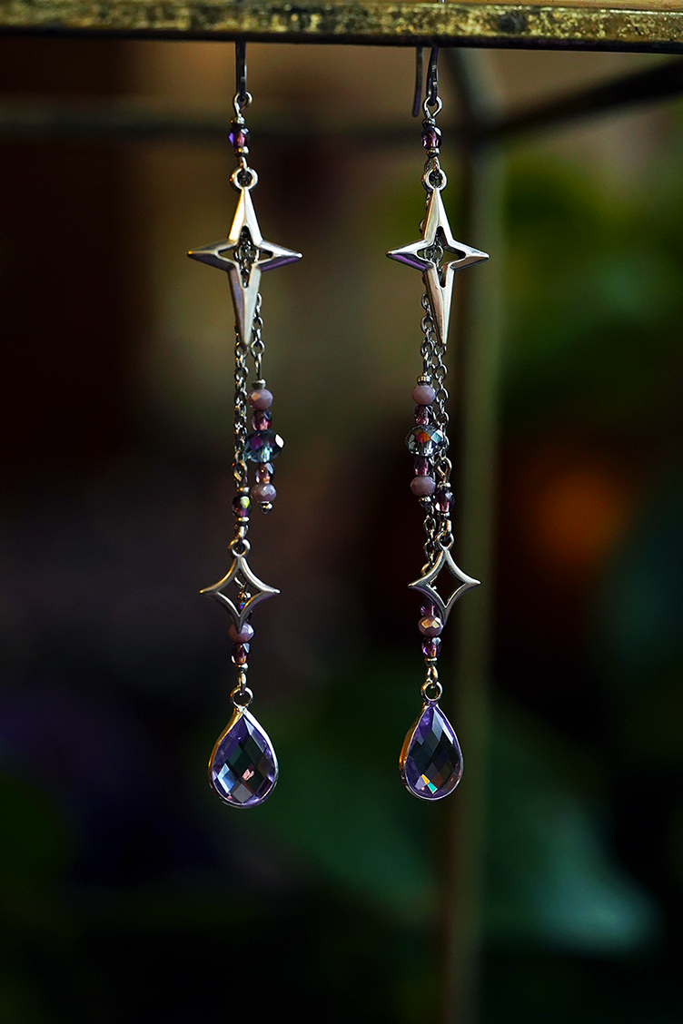Starfall Earrings - Purple/Silver