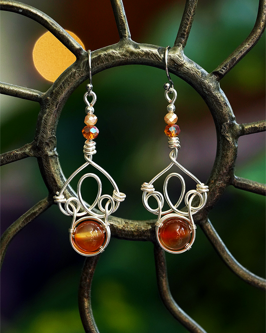 Fae Filigree Wire Wrapped Earrings - Silver/Assorted Gemstones