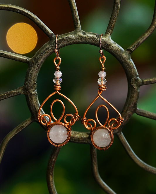 Fae Filigree Wire Wrapped Earrings - Copper/Assorted Gemstones