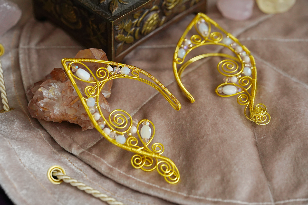Lórien Ear Cuffs - Gold/Pink