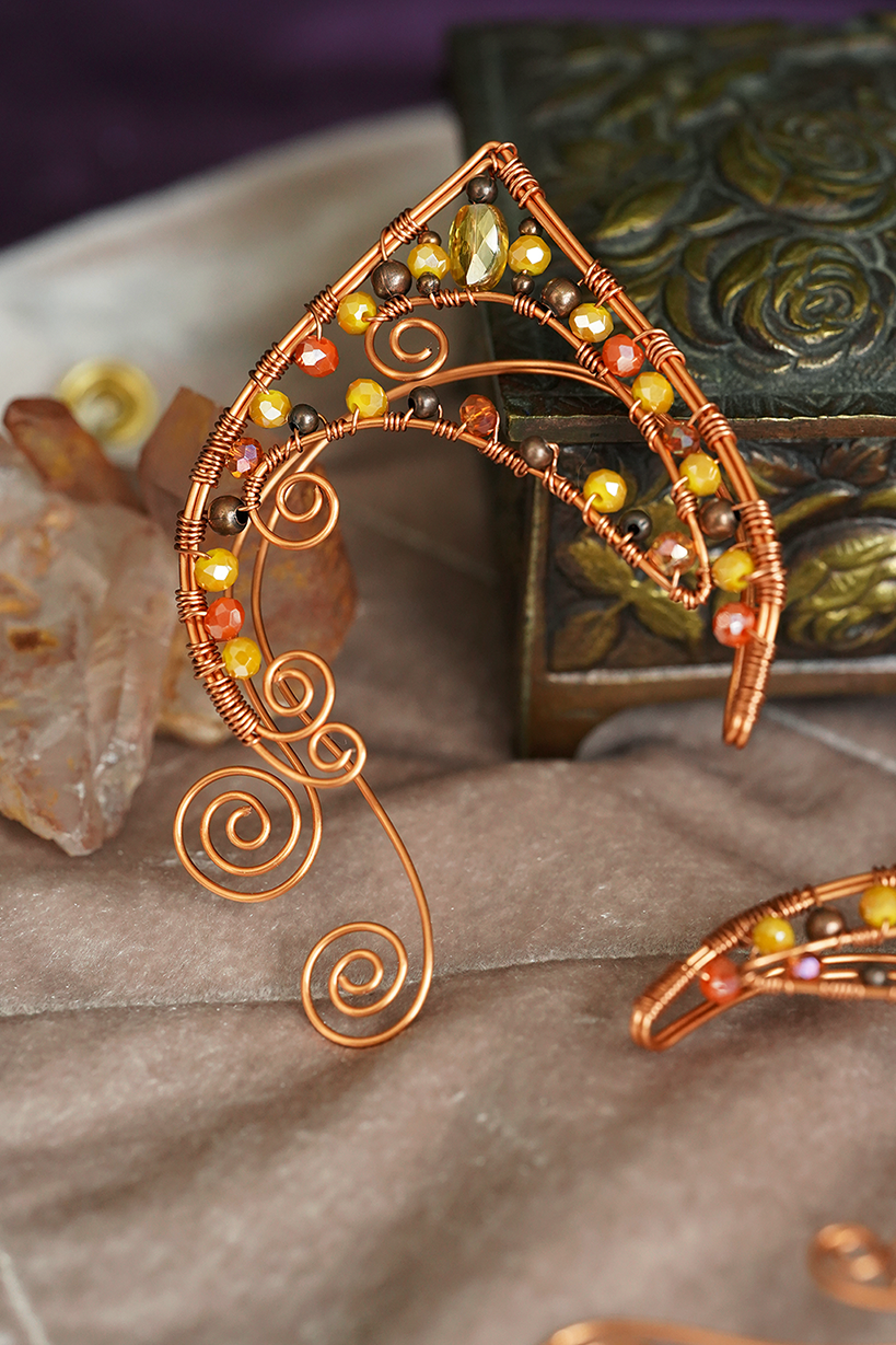 Elanora Ear Cuffs - Copper/Yellow