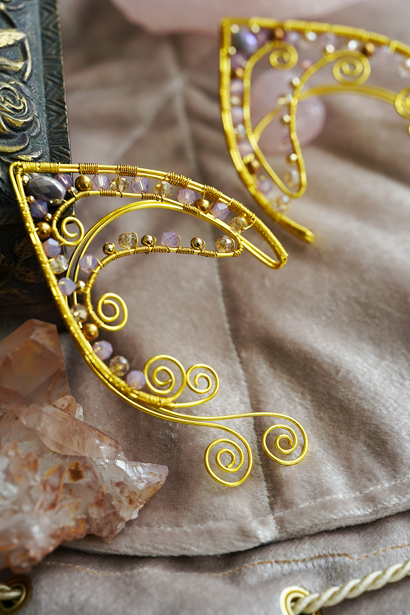 Elanora Ear Cuffs - Gold/Lilac