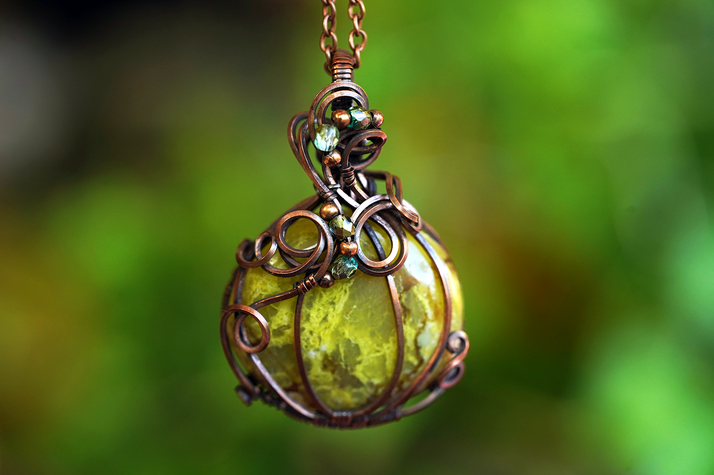 Glimmergourd Pendant - Green Opal