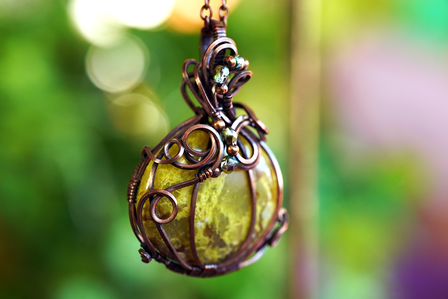 Glimmergourd Pendant - Green Opal