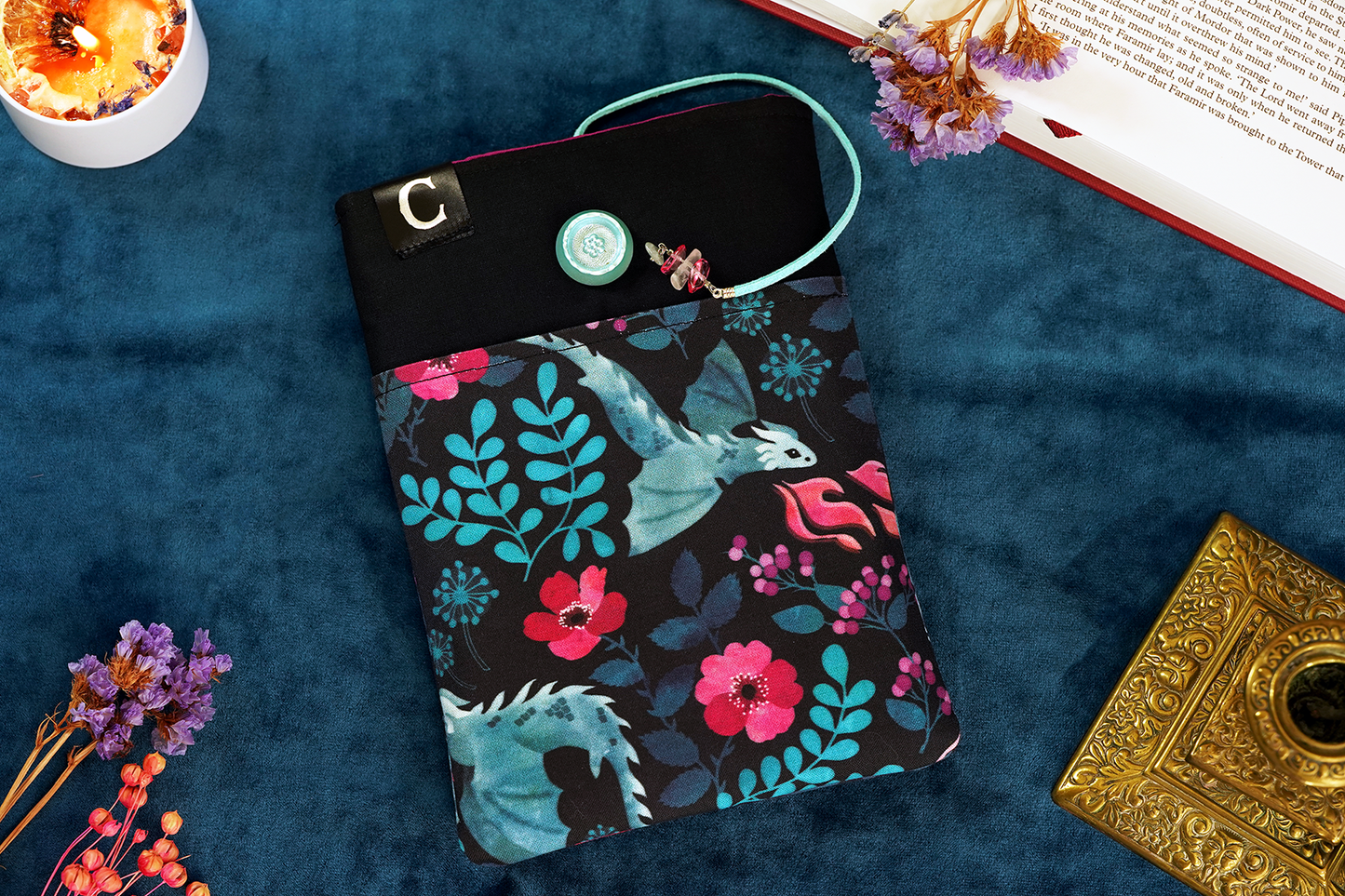 Flower Dragon Book Sleeve