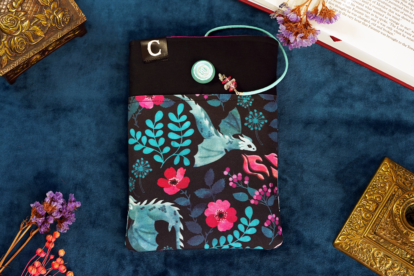Flower Dragon Book Sleeve