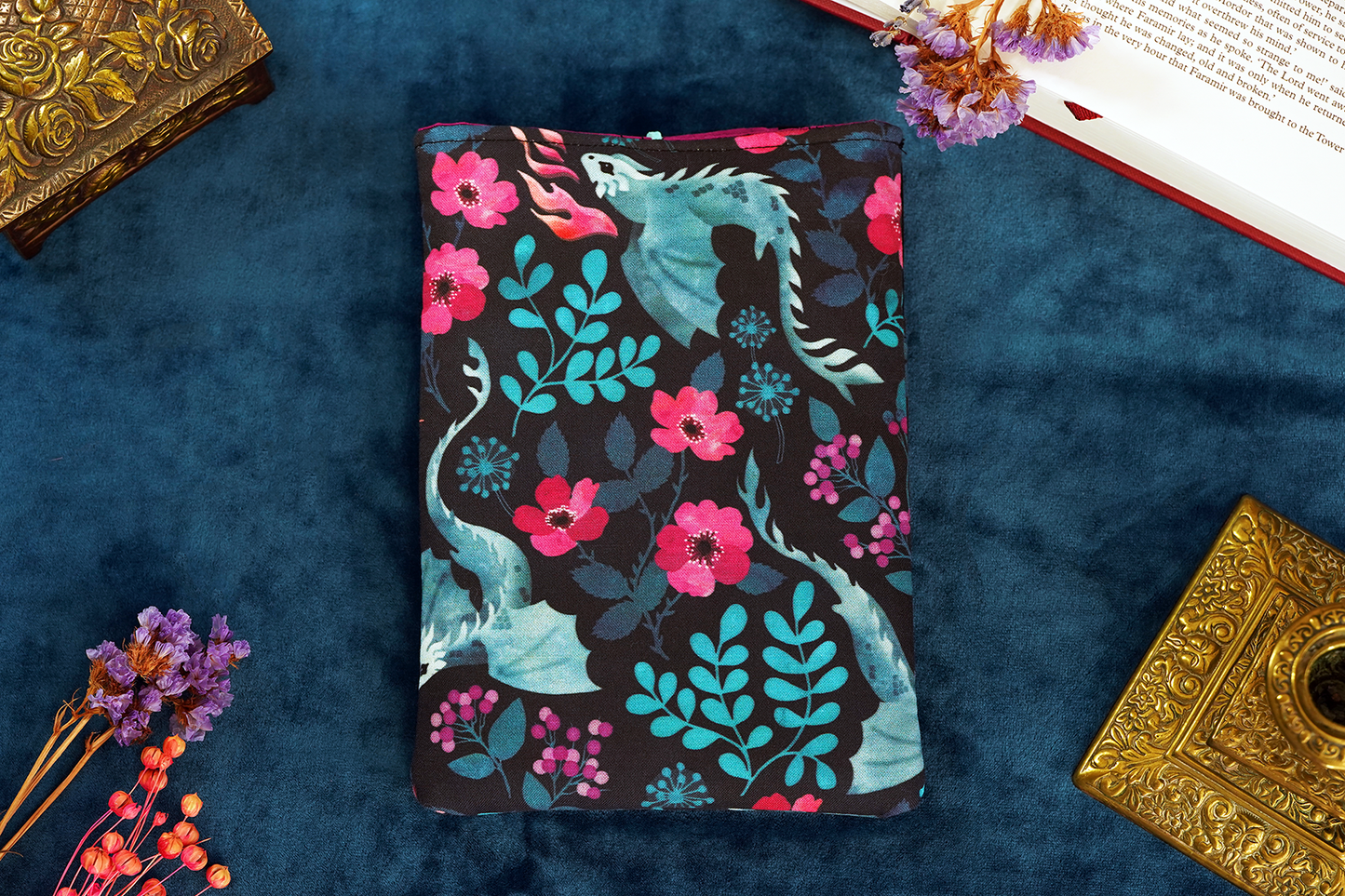 Flower Dragon Book Sleeve