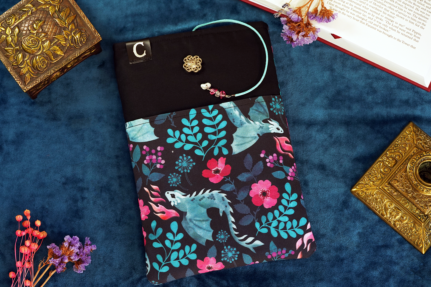 Flower Dragon Book Sleeve