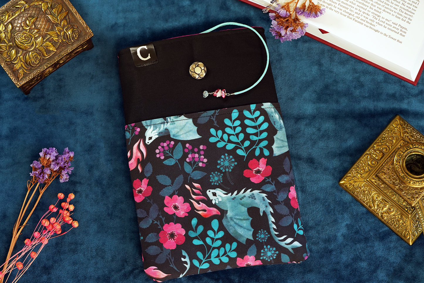 Flower Dragon Book Sleeve