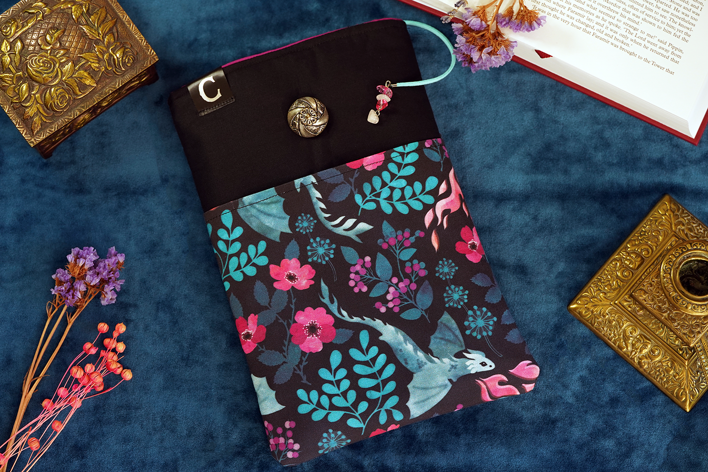 Flower Dragon Book Sleeve