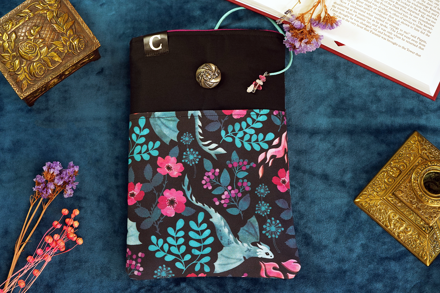 Flower Dragon Book Sleeve