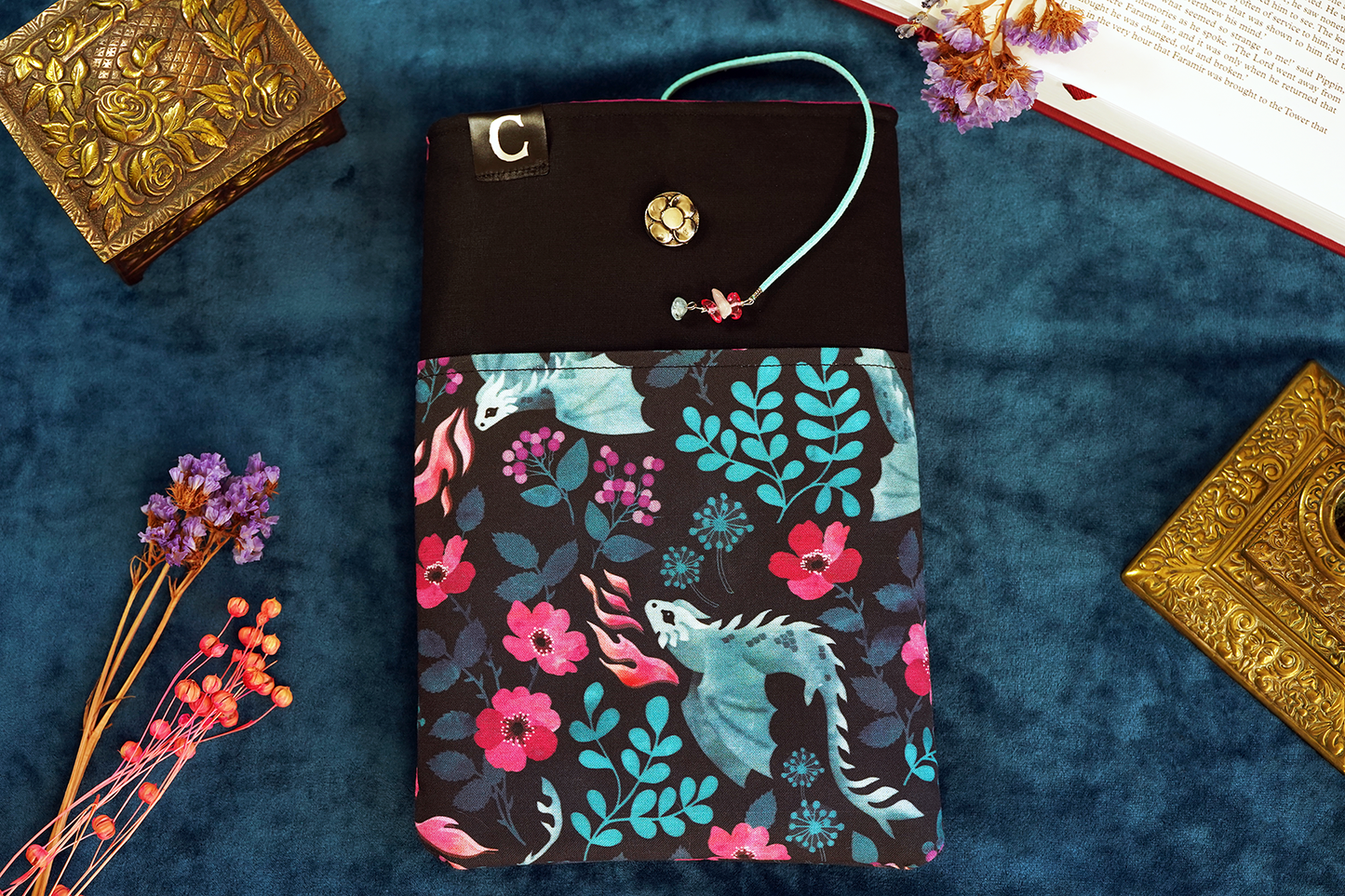 Flower Dragon Book Sleeve