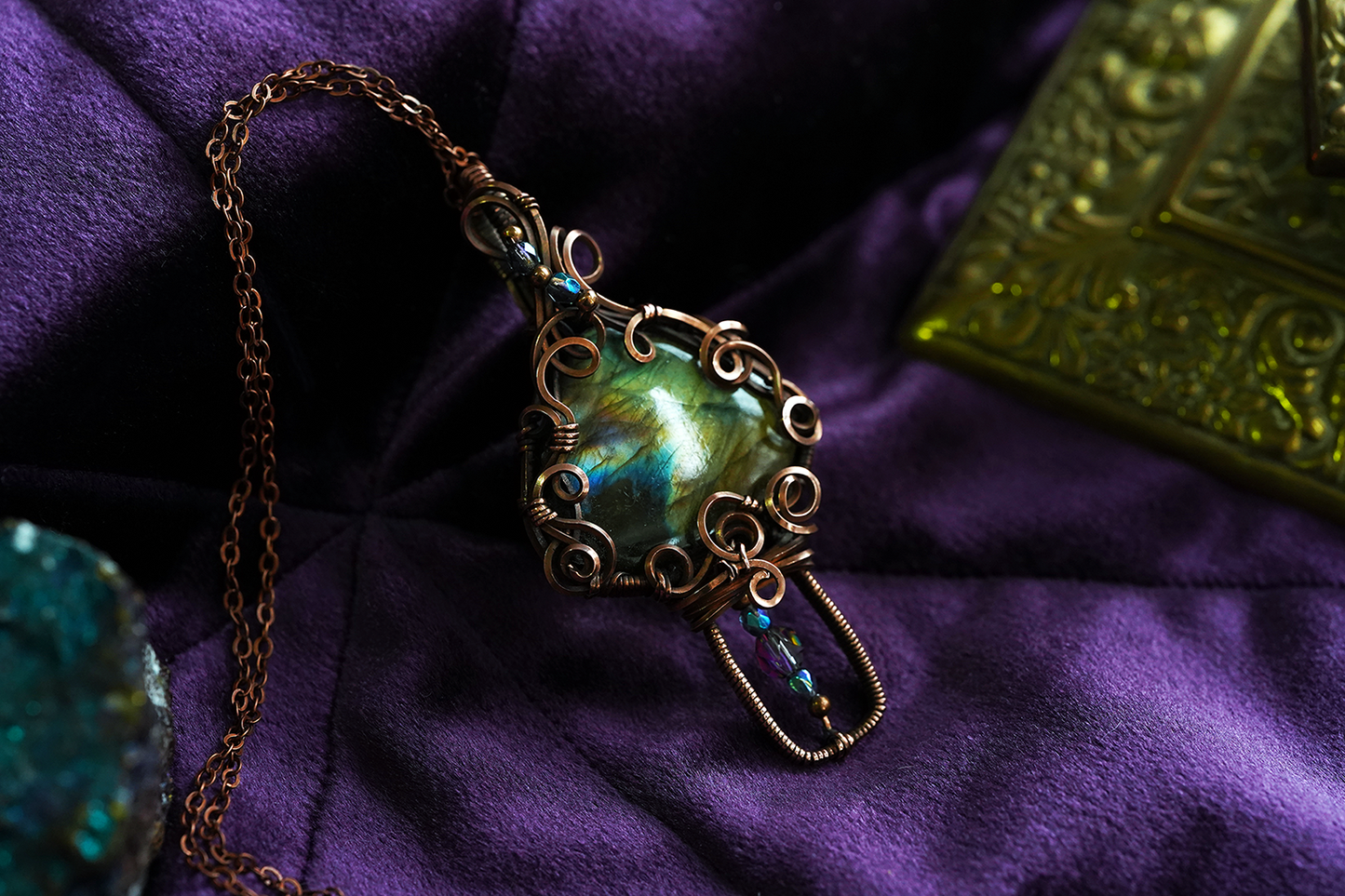 Mushroom Pendant - Labradorite