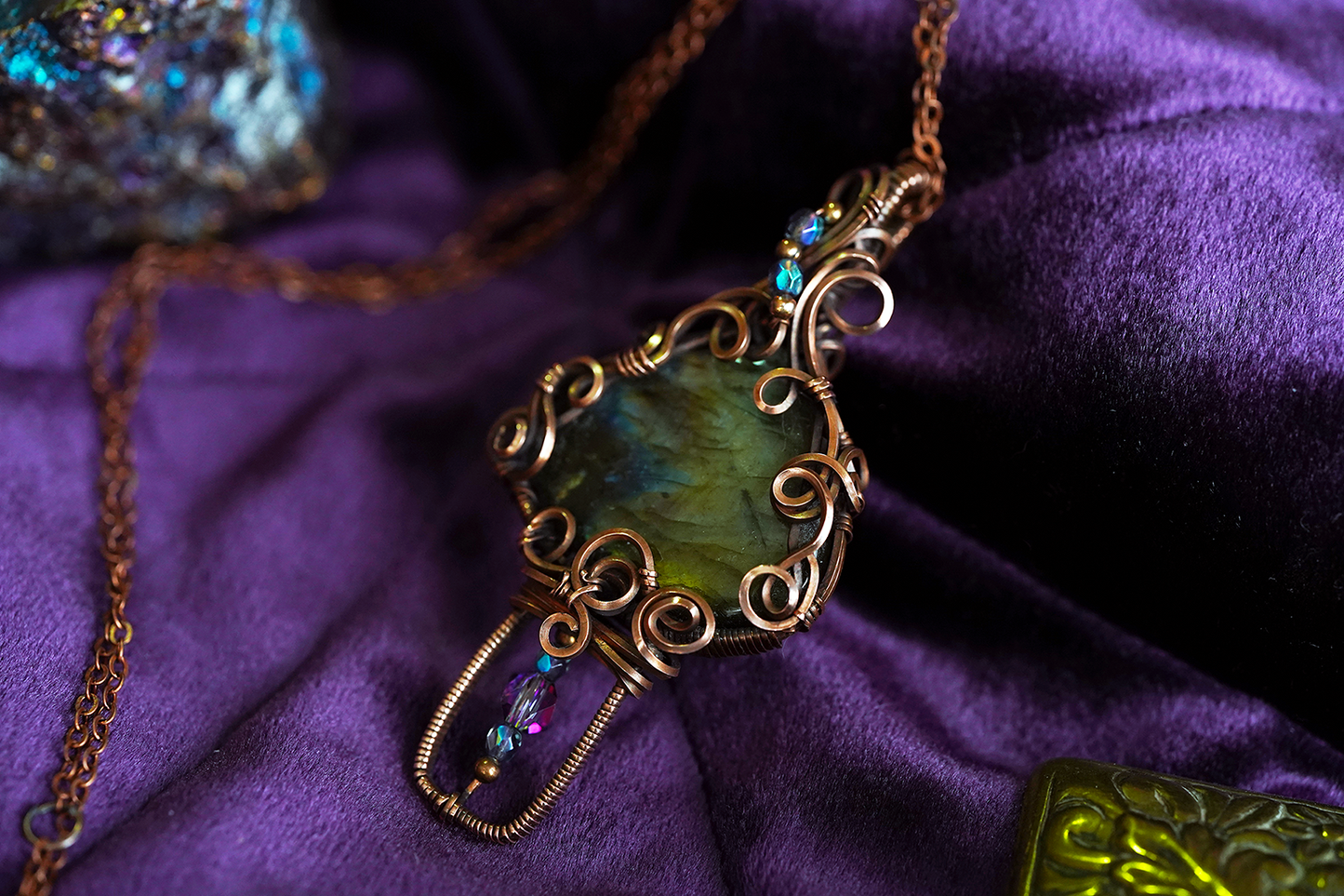 Mushroom Pendant - Labradorite
