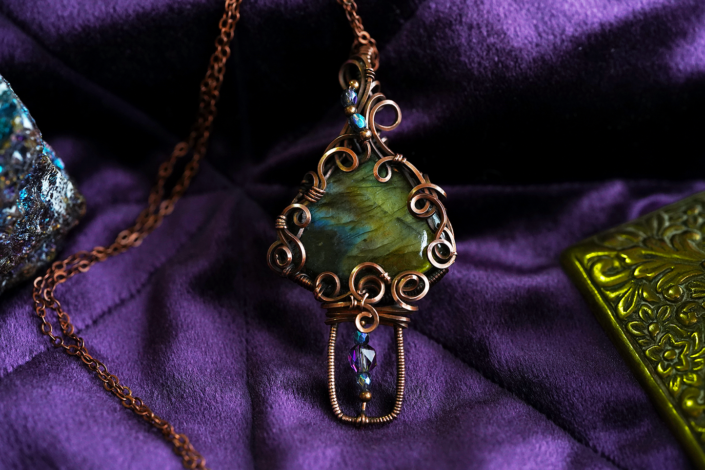 Mushroom Pendant - Labradorite