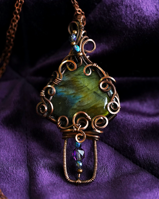 Mushroom Pendant - Labradorite