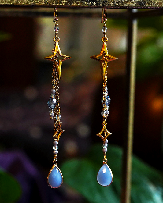 Starfall Earrings - Light Blue/Gold