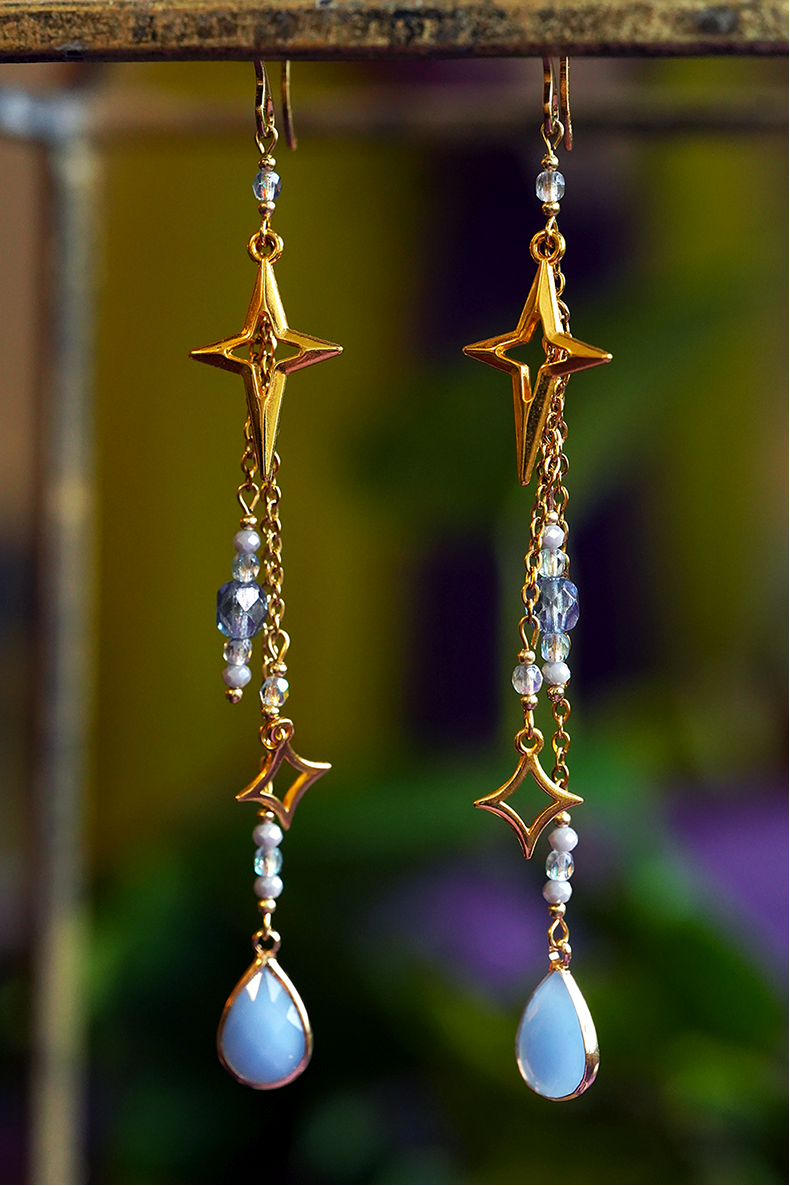 Starfall Earrings - Light Blue/Gold