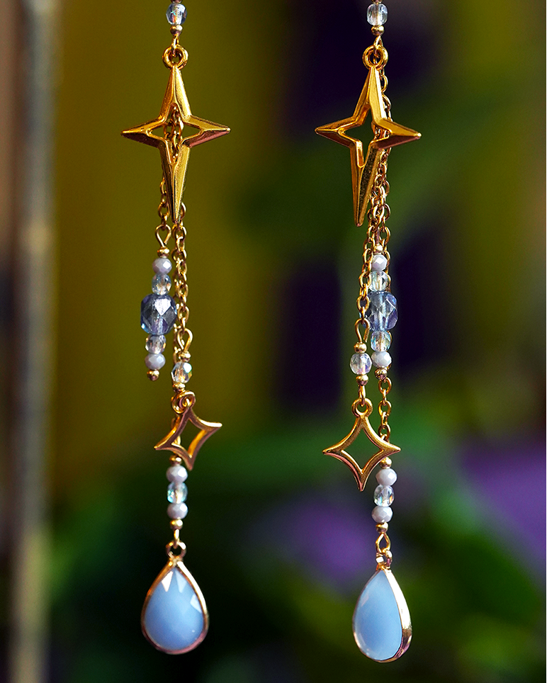 Starfall Earrings - Light Blue/Gold