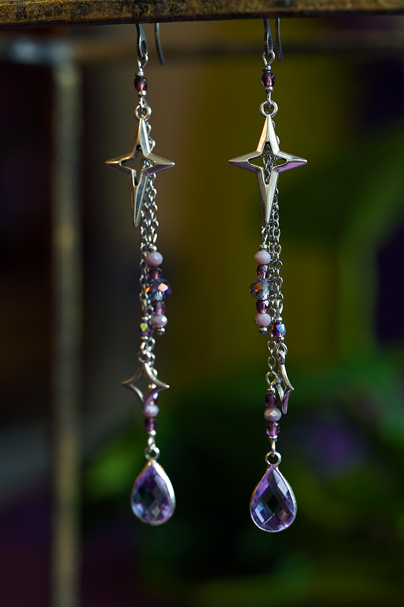 Starfall Earrings - Purple/Silver