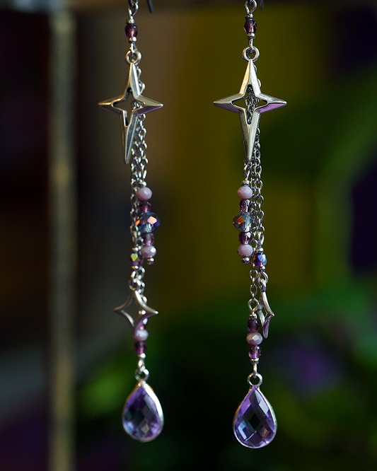 Starfall Earrings - Purple/Silver