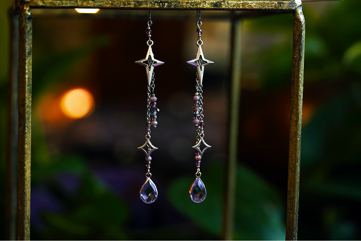 Starfall Earrings - Purple/Silver