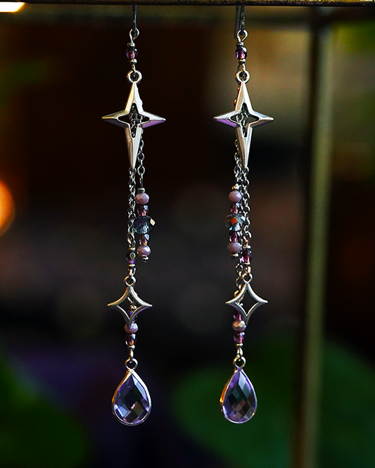 Starfall Earrings - Purple/Silver
