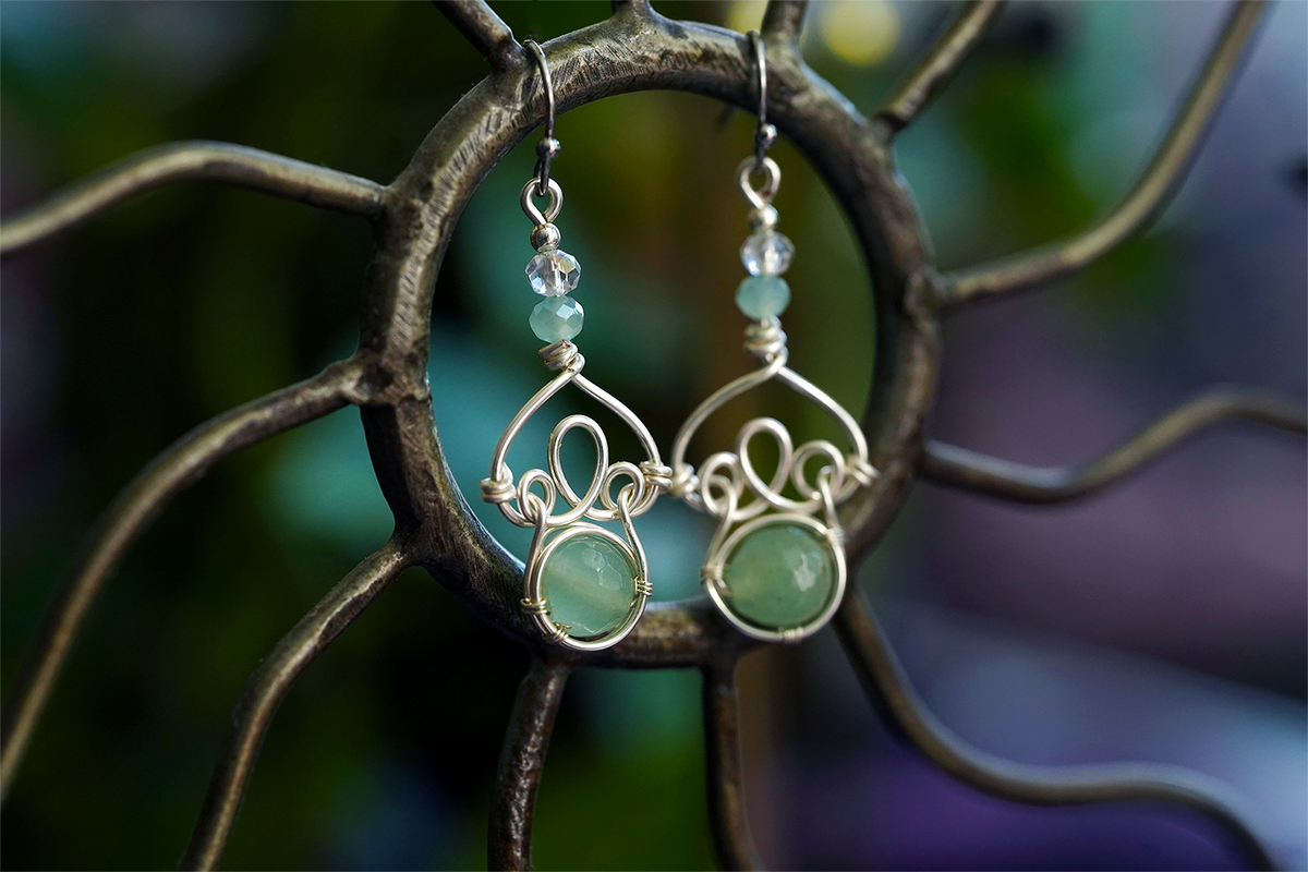 Fae Filigree Wire Wrapped Earrings - Silver/Assorted Gemstones