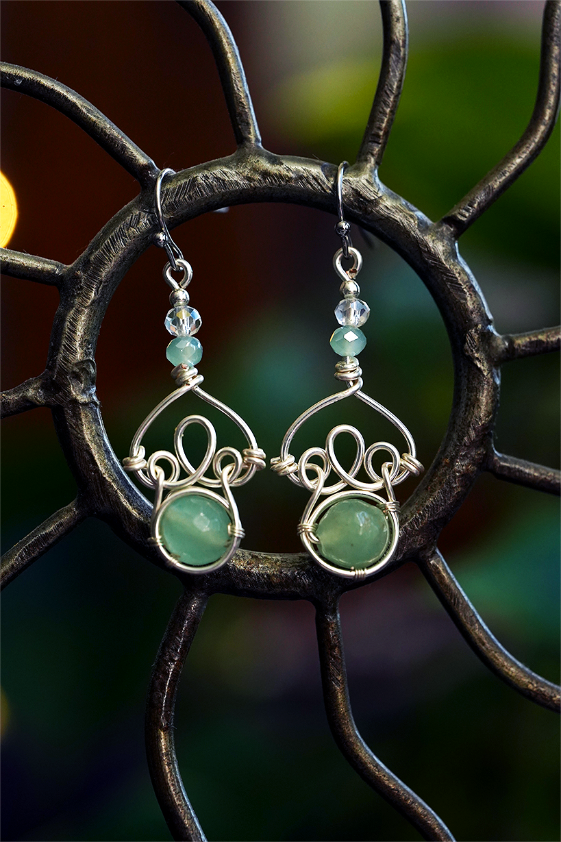 Fae Filigree Wire Wrapped Earrings - Silver/Assorted Gemstones