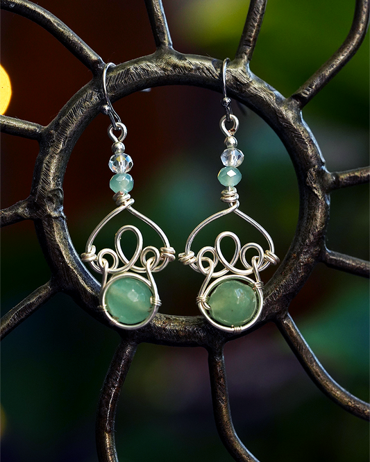 Fae Filigree Wire Wrapped Earrings - Silver/Assorted Gemstones