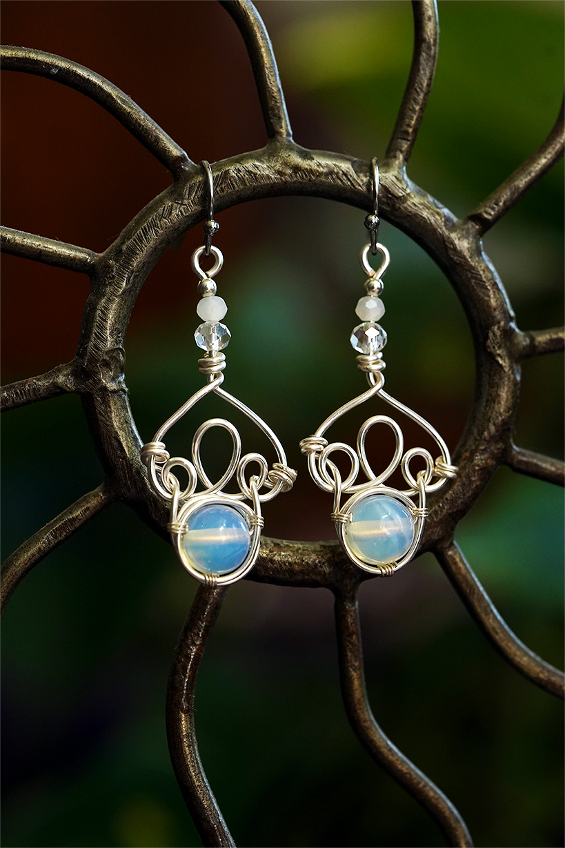 Fae Filigree Wire Wrapped Earrings - Silver/Assorted Gemstones
