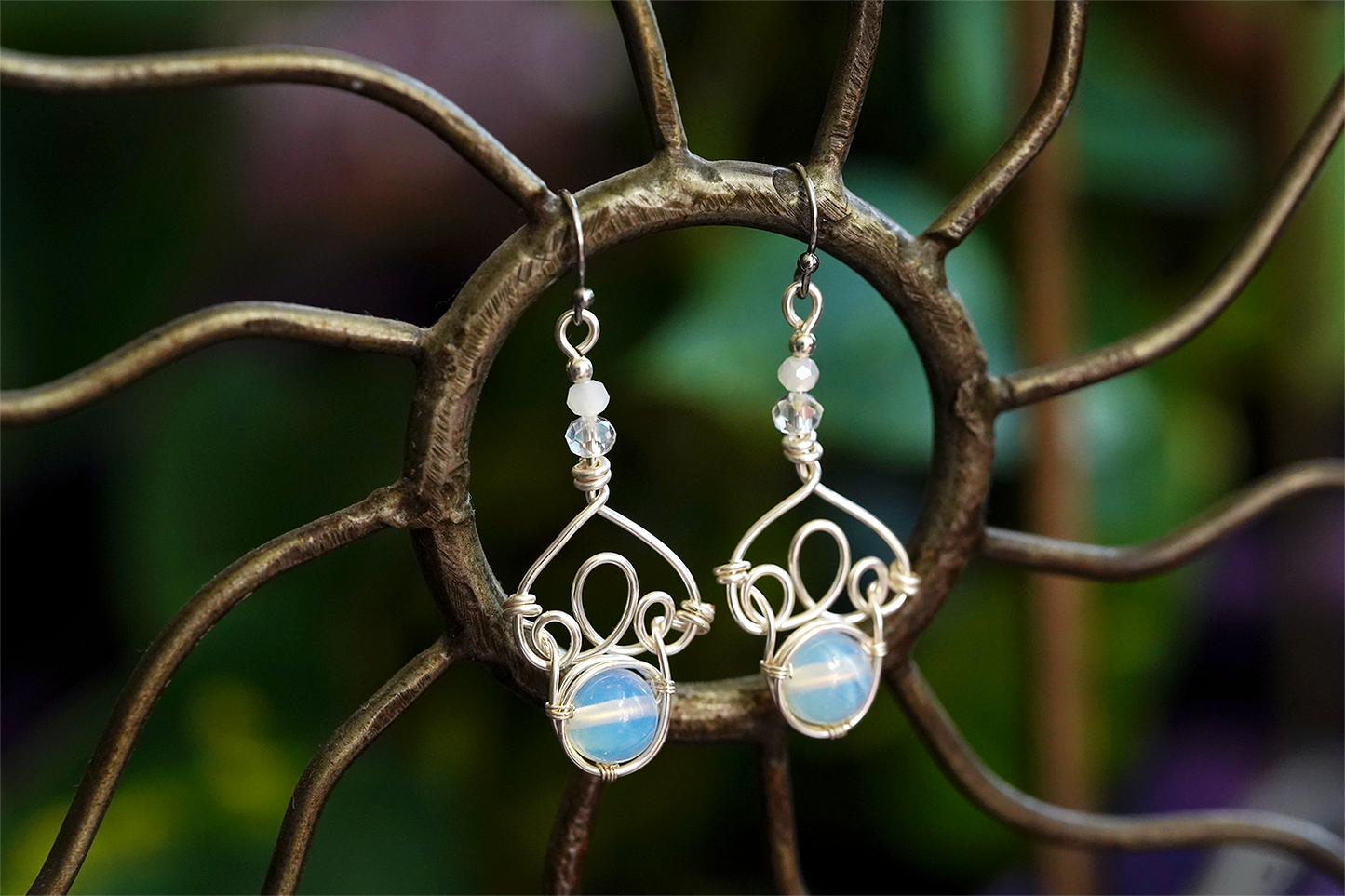 Fae Filigree Wire Wrapped Earrings - Silver/Assorted Gemstones