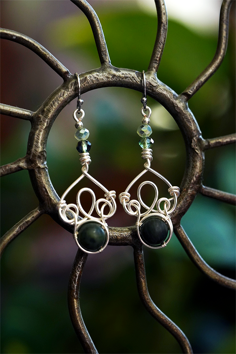 Fae Filigree Wire Wrapped Earrings - Silver/Assorted Gemstones