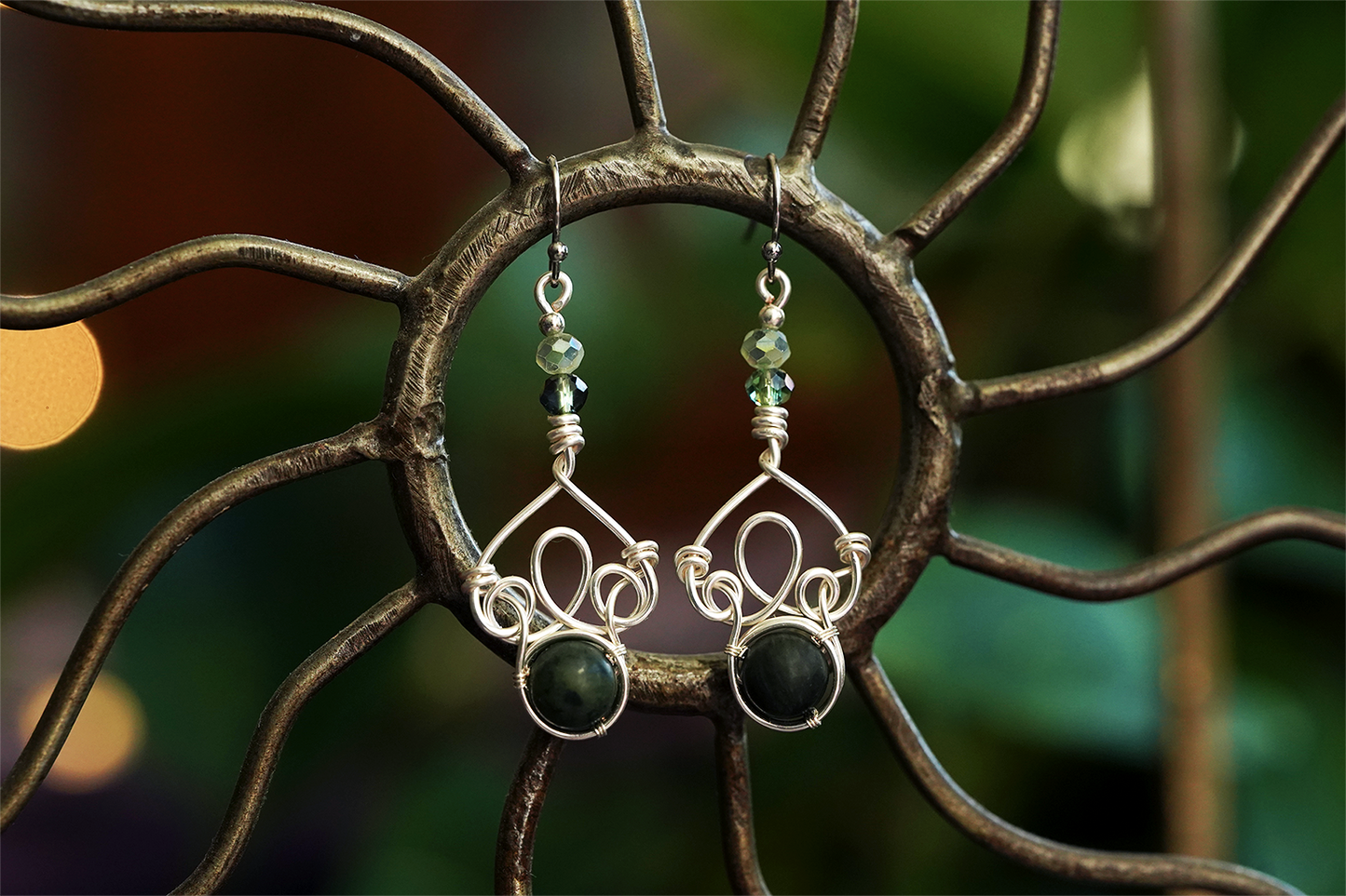 Fae Filigree Wire Wrapped Earrings - Silver/Assorted Gemstones