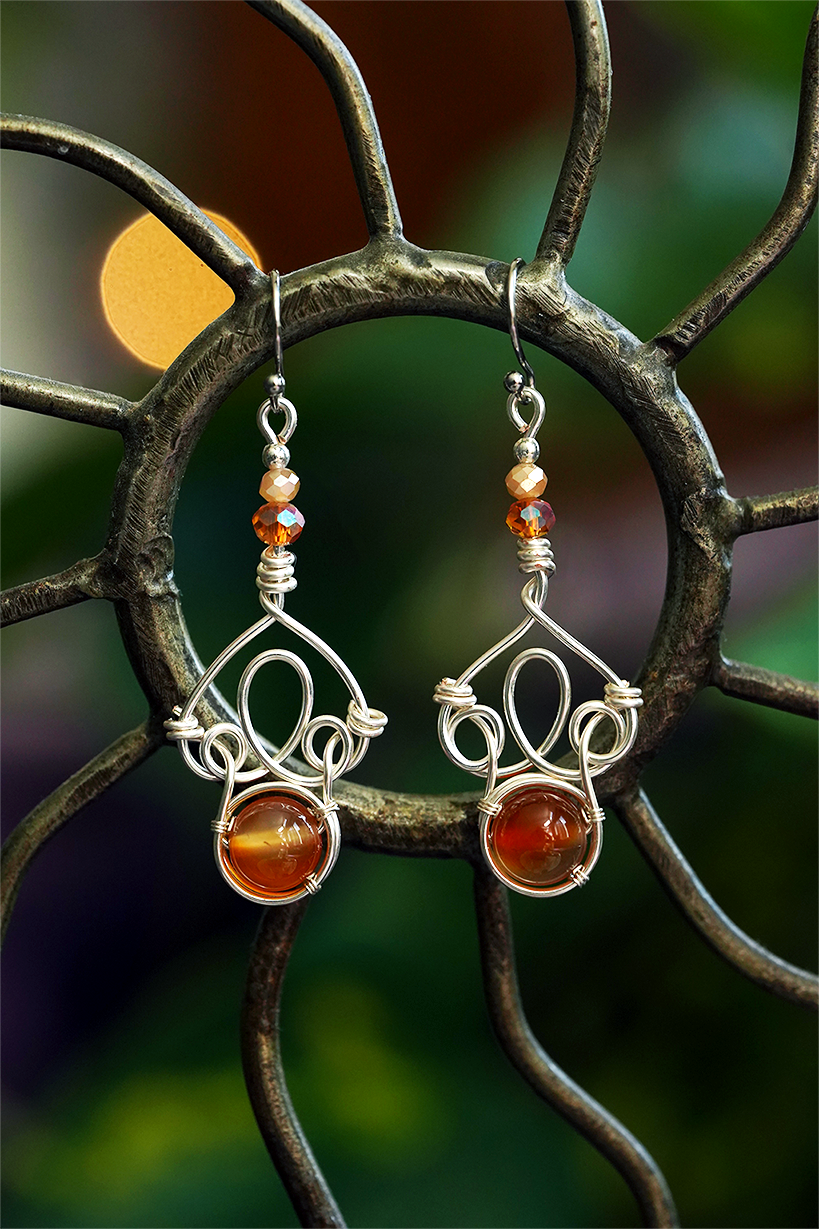 Fae Filigree Wire Wrapped Earrings - Silver/Assorted Gemstones