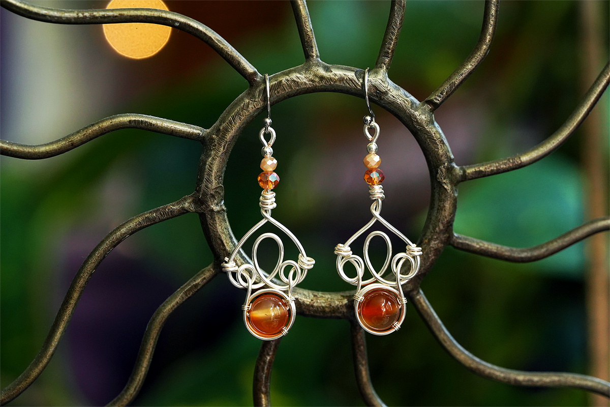 Fae Filigree Wire Wrapped Earrings - Silver/Assorted Gemstones