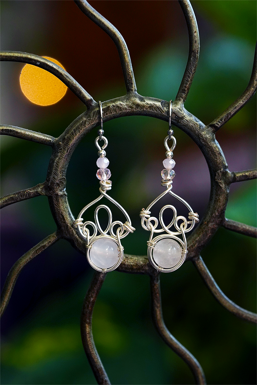 Fae Filigree Wire Wrapped Earrings - Silver/Assorted Gemstones