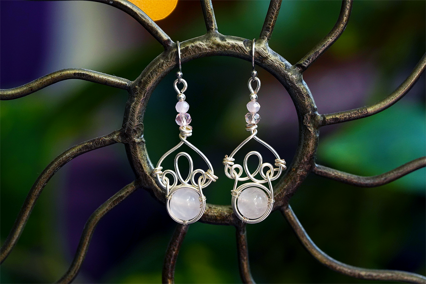 Fae Filigree Wire Wrapped Earrings - Silver/Assorted Gemstones