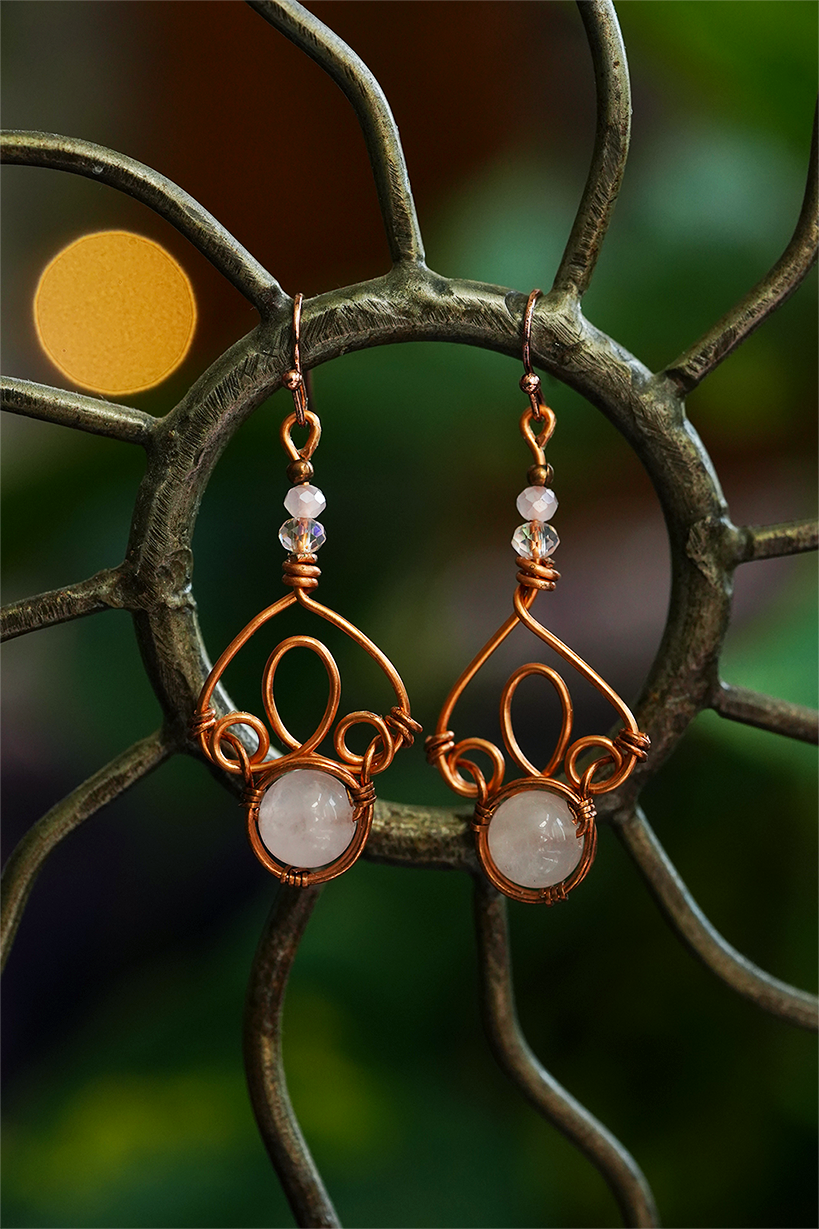 Fae Filigree Wire Wrapped Earrings - Copper/Assorted Gemstones