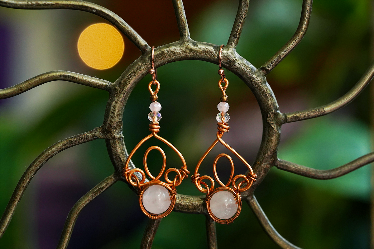 Fae Filigree Wire Wrapped Earrings - Copper/Assorted Gemstones
