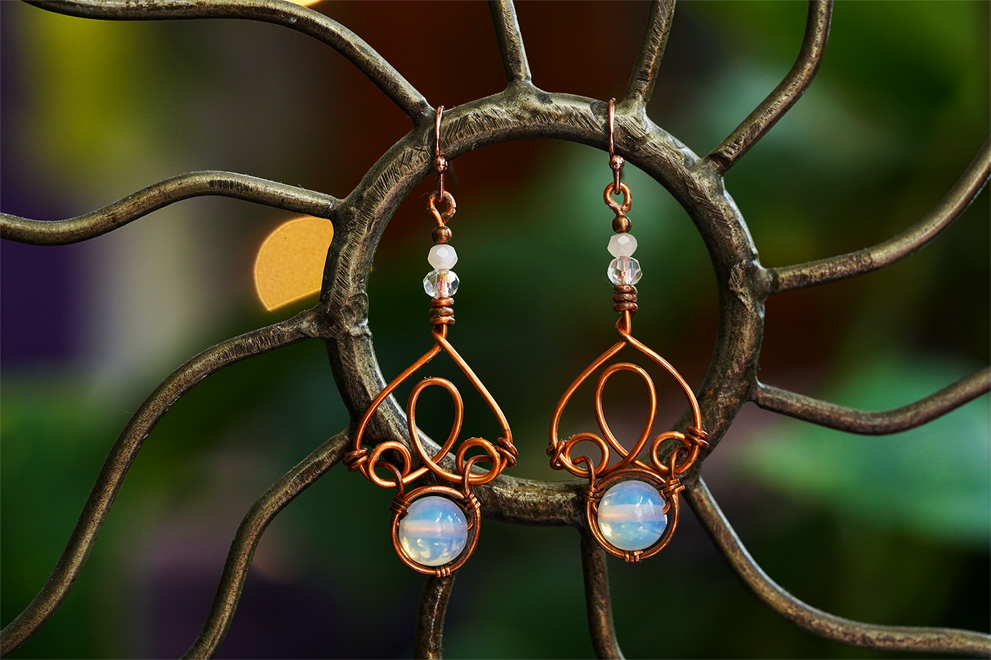 Fae Filigree Wire Wrapped Earrings - Copper/Assorted Gemstones