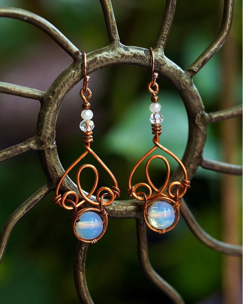 Fae Filigree Wire Wrapped Earrings - Copper/Assorted Gemstones