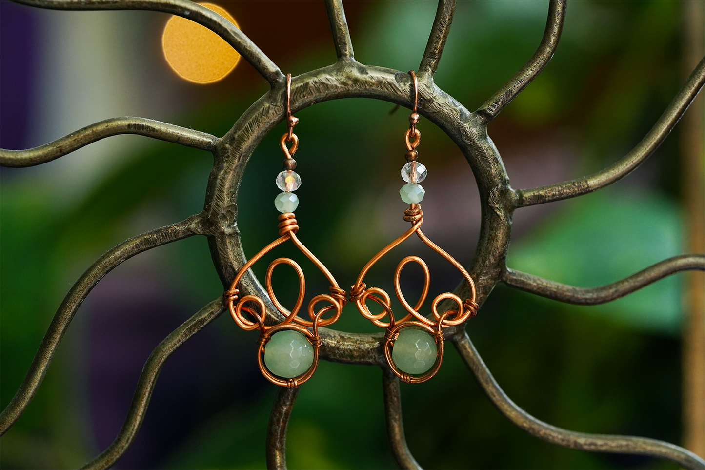 Fae Filigree Wire Wrapped Earrings - Copper/Assorted Gemstones