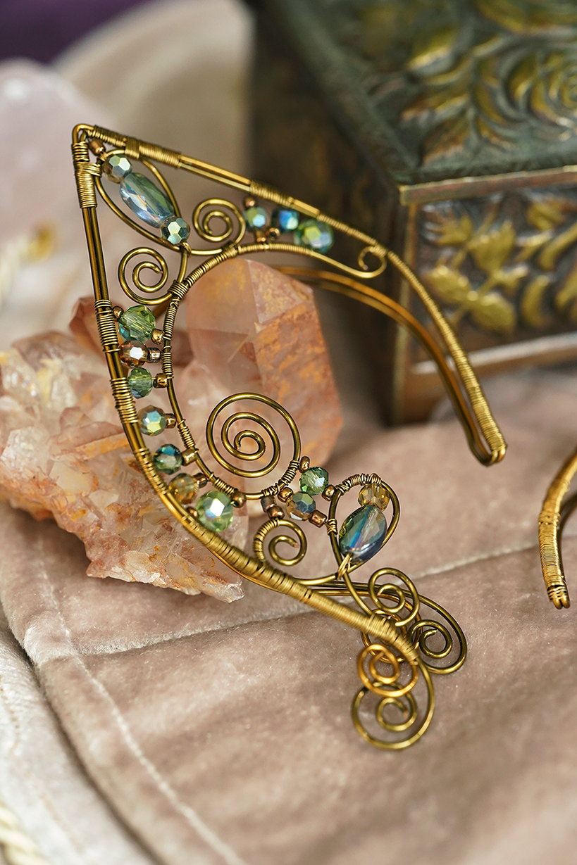 Lórien Ear Cuffs - Bronze/Green
