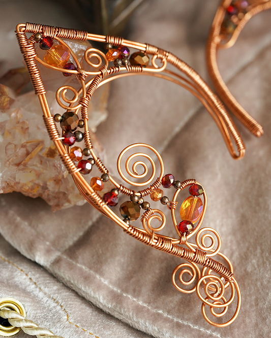 Lórien Ear Cuffs - Copper/Orange