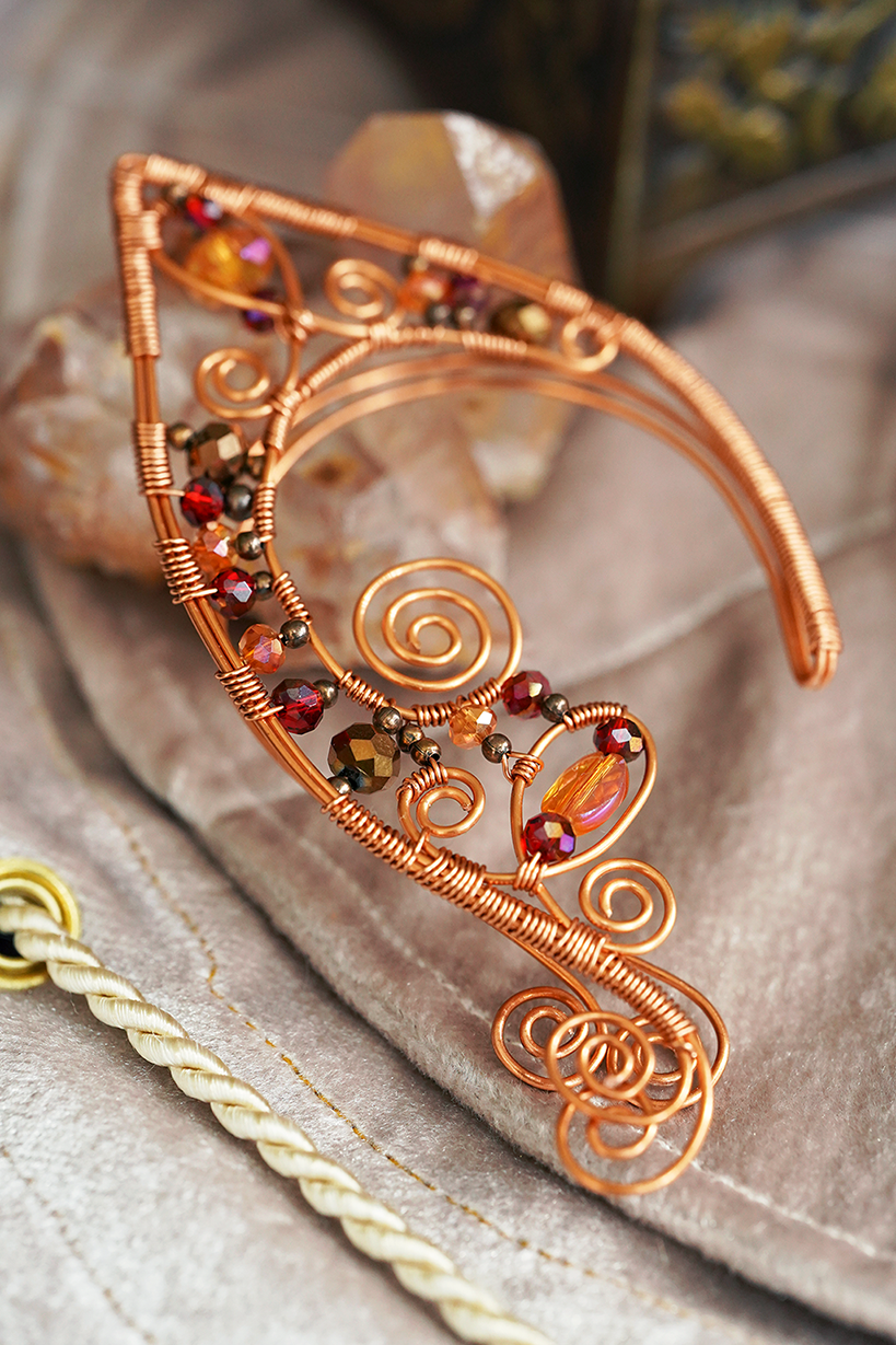 Lórien Ear Cuffs - Copper/Orange