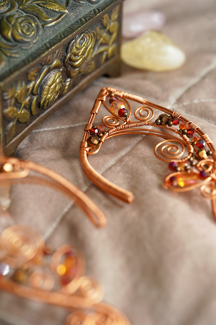Lórien Ear Cuffs - Copper/Orange
